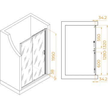 Душевая дверь RGW (РГВ) Passage 130x195 см PA-14 Gr серый цвет, прозрачное стекло 6 мм, EasyClean (41081413-110)