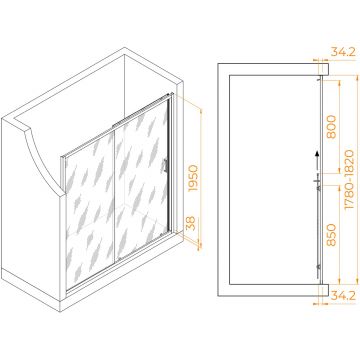 Душевая дверь RGW (РГВ) Passage 180x195 см PA-14 Gr серый цвет, прозрачное стекло 6 мм, EasyClean (41081418-110)