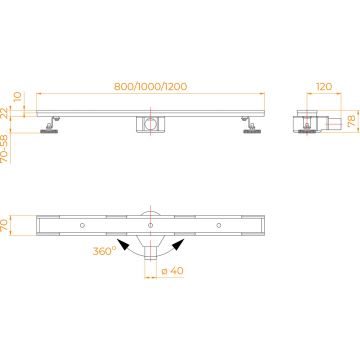 Душевой трап RGW (РГВ) SDR-08-120 прямой 120 см хром 50 мм (d слива) сифон + ножки, под плитку (21210812-011)