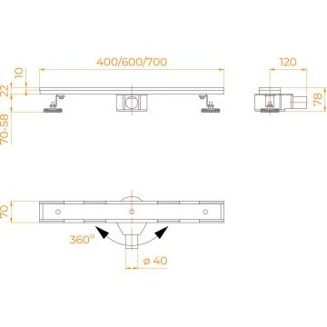 Душевой трап RGW (РГВ) SDR-08-60 прямой 60 см хром 50 мм (d слива) сифон + ножки, под плитку (21210860-011)