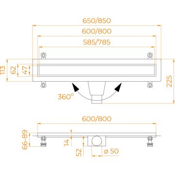 Душевой лоток RGW (РГВ) Drain Leo-21-60 прямой 60 см хром 50 мм (d слива) на ножках, сифон (60212160-01)