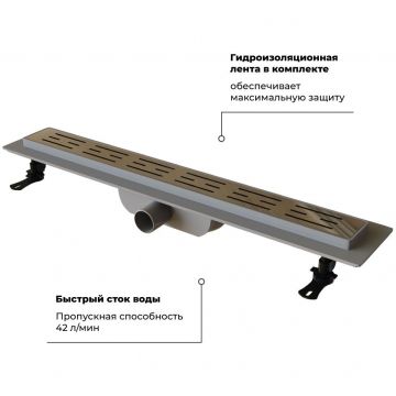 Душевой лоток RGW (РГВ) Drain Leo-10-60 прямой 60 см хром 40 мм (d слива) на ножках (60211060-01)
