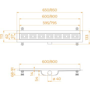 Душевой лоток RGW (РГВ) Drain Leo-10-60 прямой 60 см хром 40 мм (d слива) на ножках (60211060-01)