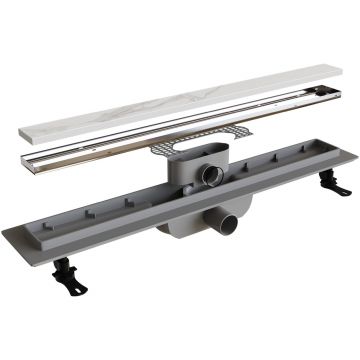 Душевой лоток RGW (РГВ) Drain Leo-11-60 прямой 60 см хром 40 мм (d слива) на ножках, с переходником 40/50 мм (60211160-01)