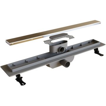 Душевой лоток RGW (РГВ) Drain Leo-11-60 прямой 60 см хром 40 мм (d слива) на ножках, с переходником 40/50 мм (60211160-01)