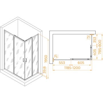 Душевой уголок RGW (РГВ) Passage 80x120x195 см PA-040-B прямоугольный, черный цвет, Матовое стекло 6 мм, EasyClean (3508104082-24)