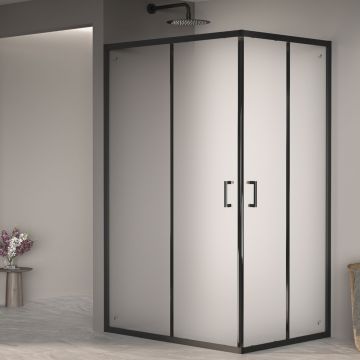 Душевой уголок RGW (РГВ) Passage 90x100x195 см PA-040-B прямоугольный, черный цвет, Матовое стекло 6 мм, EasyClean (3508104090-24)