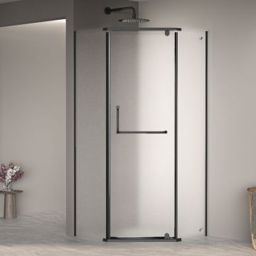 Душевой уголок RGW (РГВ) Passage 80x80x195 см PA-081 B трапеция, черный цвет, Матовое стекло 6 мм, EasyClean (35088188-24)