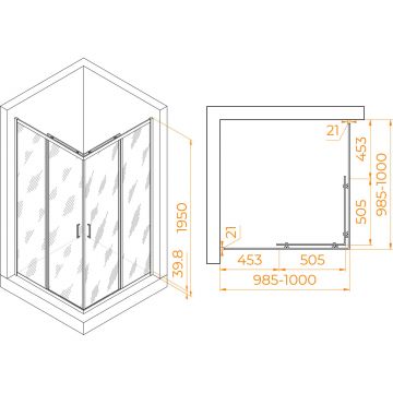 Душевой уголок RGW (РГВ) Passage 100x100x195 см PA-030-B квадратный, черный цвет, Матовое стекло 6 мм, EasyClean (350803000-24)