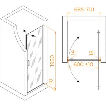 Душевая дверь RGW (РГВ) Leipzig 70x195 см LE-003 хром цвет, прозрачное стекло 6 мм, EasyClean (351200307-11)