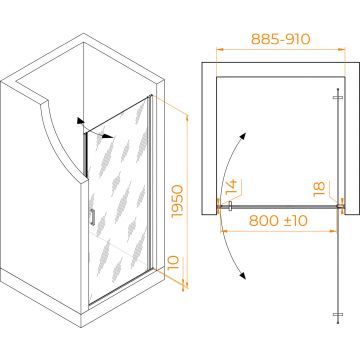 Душевая дверь RGW (РГВ) Leipzig 90x195 см LE-003-Gr серый цвет, прозрачное стекло 6 мм, EasyClean (351200309-110)