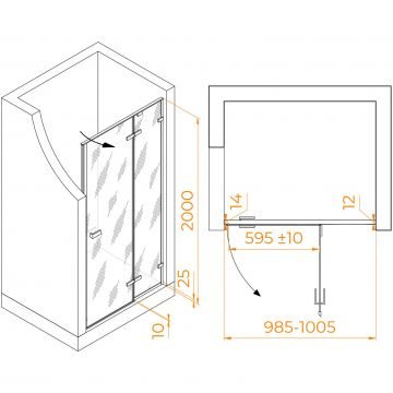 Душевая дверь RGW (РГВ) Stilvoll 100x200 см SV-004 хром цвет, прозрачное стекло 8 мм, EasyClean (353200410-11)