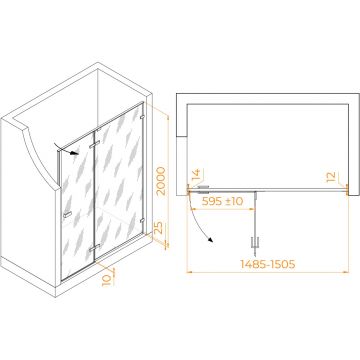 Душевая дверь RGW (РГВ) Stilvoll 150x200 см SV-004 хром цвет, прозрачное стекло 8 мм, EasyClean (353200415-11)