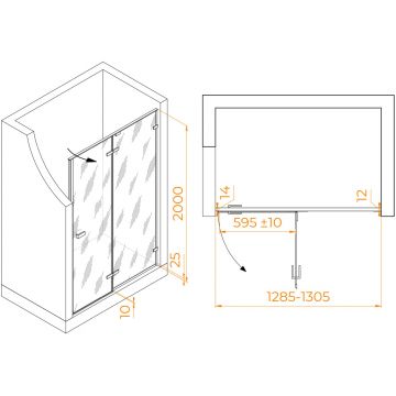 Душевая дверь RGW (РГВ) Stilvoll 130x200 см SV-004-Gr серый цвет, прозрачное стекло 8 мм, EasyClean (353200413-110)