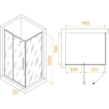 Душевой уголок RGW (РГВ) Classic 100x80x185 CL-046-B прямоугольный, черный цвет, прозрачное стекло 6 мм, EasyClean (350904608-14)