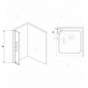 Боковая панель RGW (РГВ) 30x195 см Z-42 хром цвет, прозрачное стекло 8 мм (добавочная панель RGW с полками к НО) , EasyClean (03064230-11)