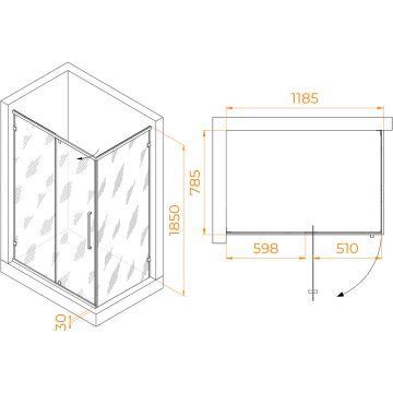 Душевой уголок RGW (РГВ) Classic 120x80x185 CL-046-B прямоугольный, черный цвет, прозрачное стекло 6 мм, EasyClean (350904628-14)