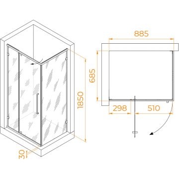 Душевой уголок RGW (РГВ) Classic 90x70x185 CL-046-B прямоугольный, черный цвет, прозрачное стекло 6 мм, EasyClean (350904697-14)