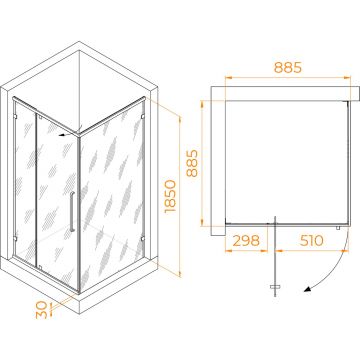 Душевой уголок RGW (РГВ) Classic 90x90x185 CL-035-B квадратный, черный цвет, прозрачное стекло 6 мм, EasyClean (350903599-14)