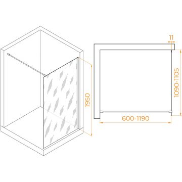 Душевая перегородка RGW (РГВ) Walk In 110x195 см WA-002-G золото цвет, прозрачное стекло 6 мм, EasyClean (35100211-16)