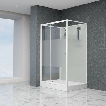 Душевая кабина RGW (РГВ) Andaman 70x70x200 AN-207 квадратный, белый цвет, Frost Line стекло 5 мм (3 стекла в комплекте) (411320777-95)