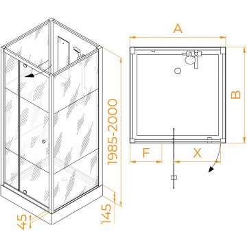 Душевая кабина RGW (РГВ) Andaman 70x70x200 AN-207 квадратный, белый цвет, Frost Line стекло 5 мм (3 стекла в комплекте) (411320777-95)