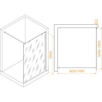 Душевая перегородка RGW (РГВ) Walk In 130x195 см WA-010 хром цвет, прозрачное стекло 8 мм, EasyClean (351001013-11)