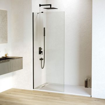 Душевая перегородка RGW (РГВ) Walk In 100x195 см WA-110-B черный цвет, прозрачное стекло 8 мм, EasyClean (351011010-14)