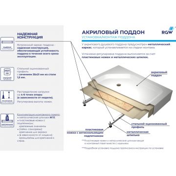 Душевой поддон RGW 70 х 90 см LUX/TN прямоугольный 90 мм (d слива) (Литой) (16180279-21)