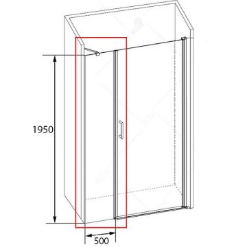 Боковая панель RGW (РГВ) 50x195 см Z-09 хром цвет, прозрачное стекло 6 мм (LE-03;04) , EasyClean (06220905-11)