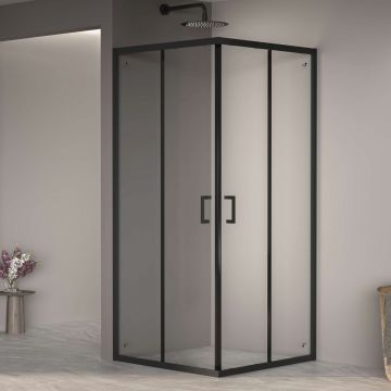 Душевой уголок RGW (РГВ) Passage 100x100x195 см PA-030-B квадратный, черный цвет, прозрачное стекло 6 мм, EasyClean (350803000-14)