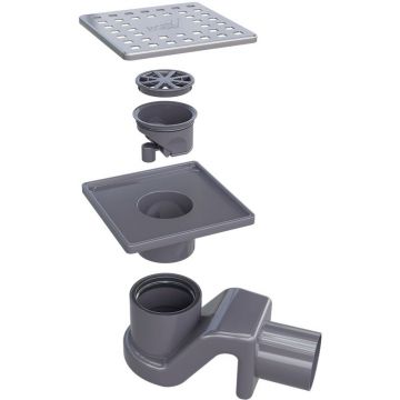 Душевой трап RGW (РГВ) SDR-14-11 квадрат 110x110 см хром 50 мм (d слива) без ножек, с решеткой (47211411-01)