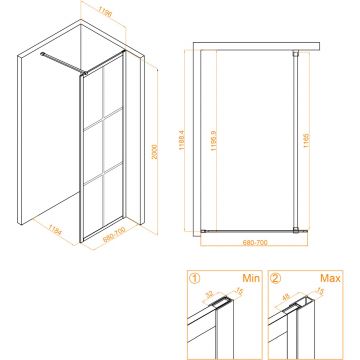 Душевая перегородка RGW (РГВ) Walk In 70x195 см WA-110-W белый цвет, прозрачное стекло 8 мм, EasyClean (351011007-15)