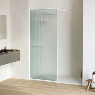 Душевая перегородка RGW (РГВ) Walk In 100x195 см WA-08-W белый цвет, Ribbed (ребристое) стекло 8 мм, EasyClean (06100810-155)