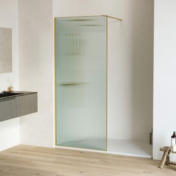 Душевая перегородка RGW (РГВ) Walk In 70x195 см WA-08-G золото цвет, Ribbed (ребристое) стекло 8 мм, EasyClean (06100807-156)