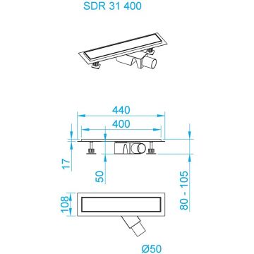 Душевой трап RGW (РГВ) SDR-31B-40 прямой 40 см черный 50 мм (d слива) на ножках, с решеткой (47213140-04)