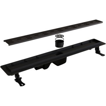 Душевой лоток RGW (РГВ) Drain Leo-30-60 прямой 60 см черный 50 мм (d слива) на ножках, сифон (60213060-04)