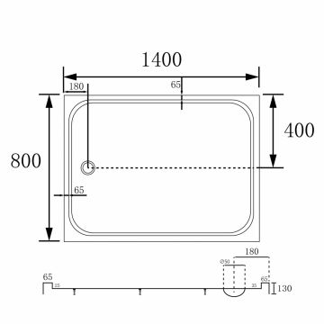 Душевой поддон Abber (Аббер) AD3C148 140х80 прямоугольный, акриловый, белый