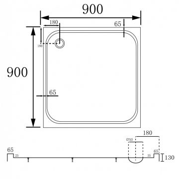 Душевой поддон Abber (Аббер) AD3D090 90х90 квадратный, акриловый, белый