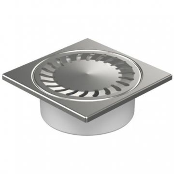 Душевой трап с решеткой Paini (Паини) 150х150 мм, вертикальный выпуск, Нептун, хром 320XN