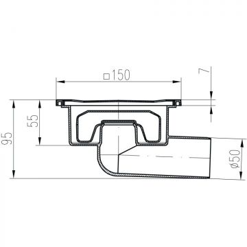 Душевой трап с решеткой Paini (Паини) 150х150 мм, Нептун, хром 326XN