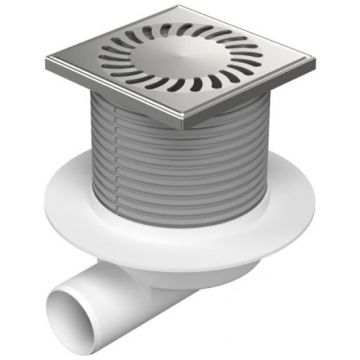 Душевой трап с рамкой и решеткой Paini 125х125 мм, Нептун, хром 425NXL
