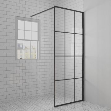 Душевая перегородка Paini (Паини) 90x195 рисунок решетка, черный матовый PAINI-WalkIN90G