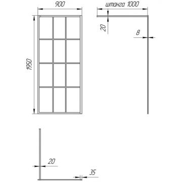 Душевая перегородка Paini (Паини) 90x195 рисунок решетка, черный матовый PAINI-WalkIN90G