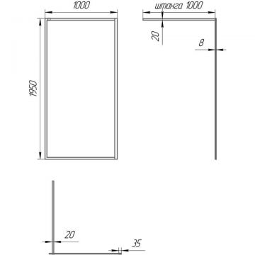 Душевая перегородка Paini (Паини) 100x195 рисунок рамка, черный матовый PAINI-WalkIN100F