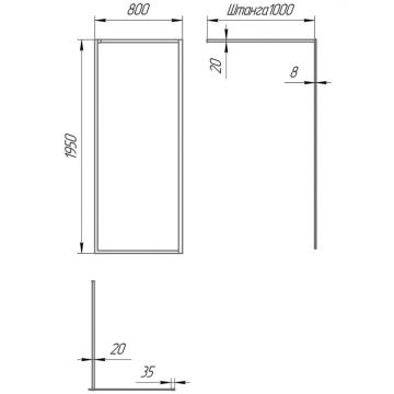 Душевая перегородка Paini (Паини) 80x195 рисунок рамка, черный матовый PAINI-WalkIN80F