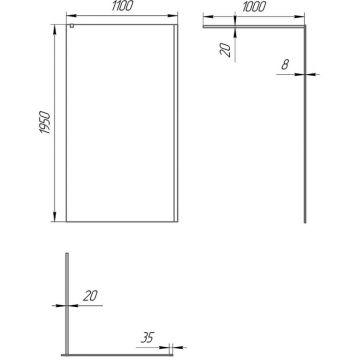 Душевая перегородка Paini (Паини) 110x195 стекло прозрачное, черный матовый PAINI-WalkIN110C