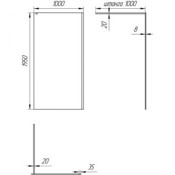 Душевая перегородка Paini (Паини) 100x195 стекло прозрачное, черный матовый PAINI-WalkIN100C