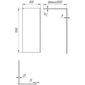 Душевая перегородка Paini (Паини) 80x195 стекло прозрачное, черный матовый PAINI-WalkIN80C