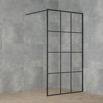 Душевая перегородка Paini (Паини) 100x195 рисунок решетка, черный матовый PAINI-WalkIN100G